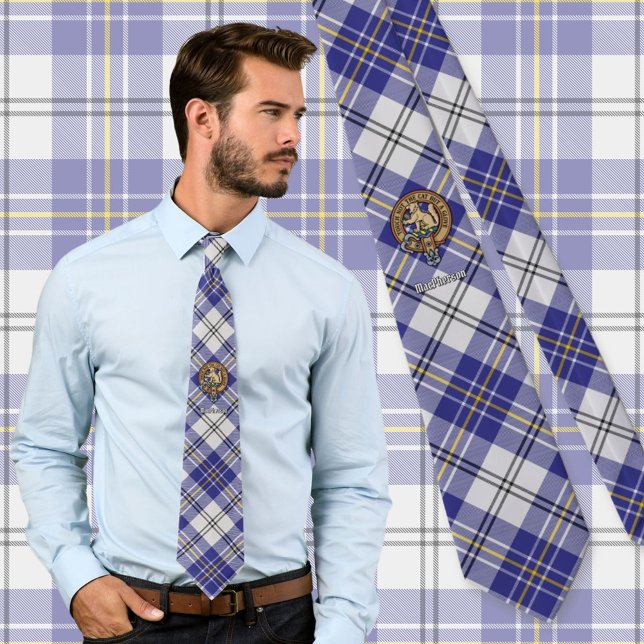 Klan MacPherson-Vapensköld över Blue Dress Tartan Slips (Skapare uppladdad)
