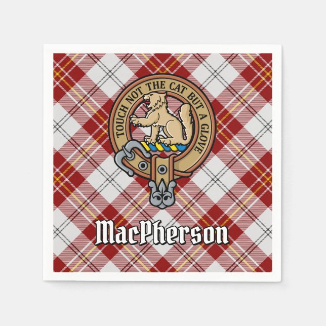 Klan MacPherson-Vapensköld över Dress Tartan Pappersservett (Framsidan)