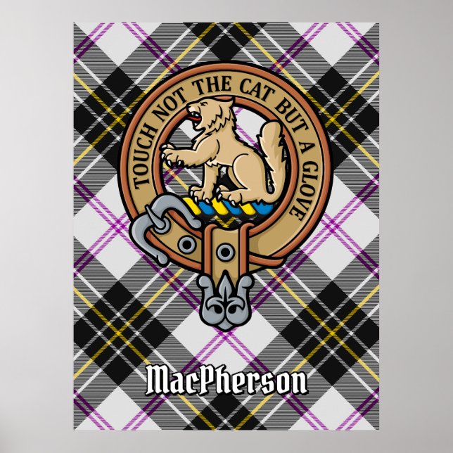 Klan MacPherson-Vapensköld över Dress Tartan Poster (Framsidan)