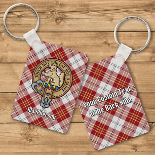 Klan MacPherson Vapensköld över Red Dress Tartan Nyckelring