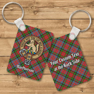Klan MacPherson-Vapensköld över Tartan Keychain Nyckelring