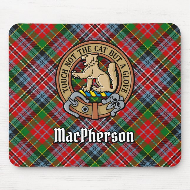 Klan MacPherson-Vapensköld över Tartan Musmatta (Framsidan)