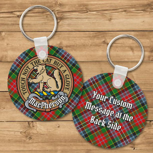 Klan MacPherson-Vapensköld över Tartan Nyckelring
