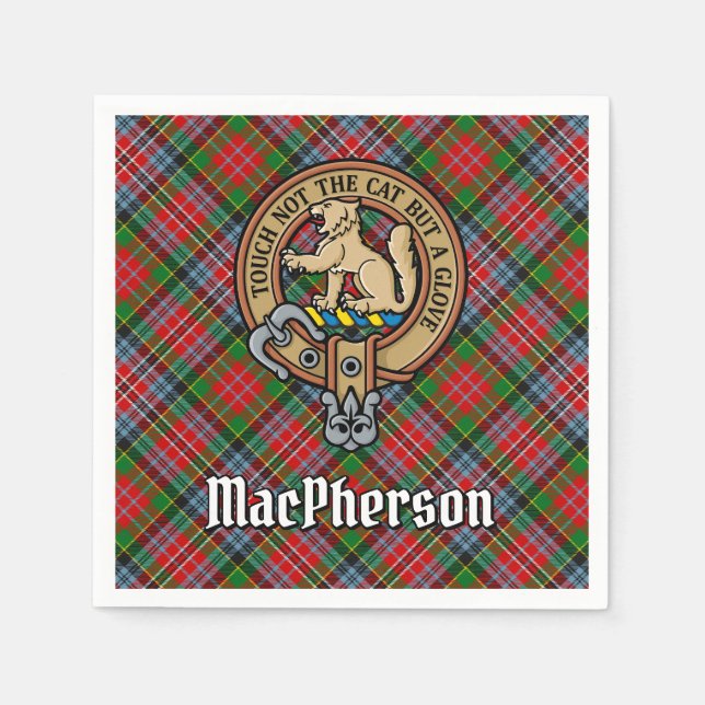 Klan MacPherson-Vapensköld över Tartan Pappersservett (Framsidan)