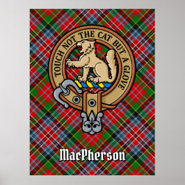 Klan MacPherson-Vapensköld över Tartan Poster
