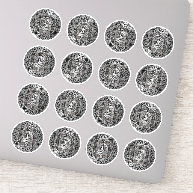 Klan MacPherson Vapensköld & Tartan Knot Klistermärken (Detalj)