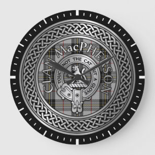 Klan MacPherson Vapensköld & Tartan Knot Stor Klocka