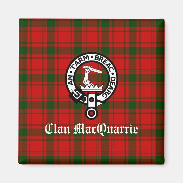 Klan MacQuarrie Tartan och Vapensköld Magnet (Framsidan)