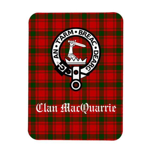 Klan MacQuarrie Tartan och Vapensköld Magnet (Vertikal)