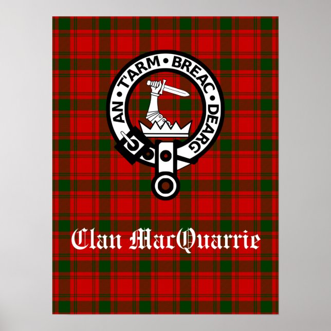 Klan MacQuarrie Tartan och Vapensköld Poster (Framsidan)