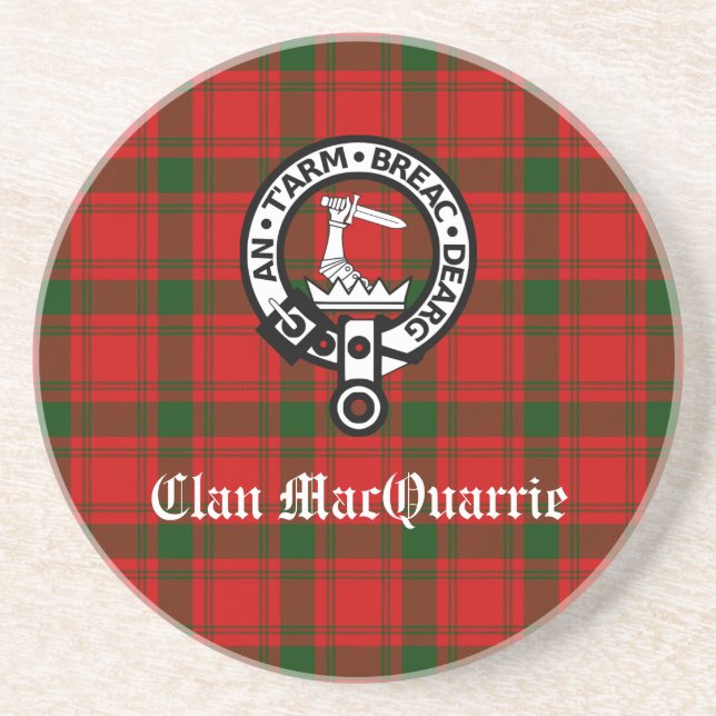 Klan MacQuarrie Tartan och Vapensköld Underlägg (Framsidan)