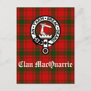 Klan MacQuarrie Tartan och Vapensköld Vykort