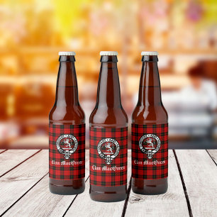 Klan MacQueen Vapensköld Badge & Tartan Flaska-eti Ölflaska Etikett