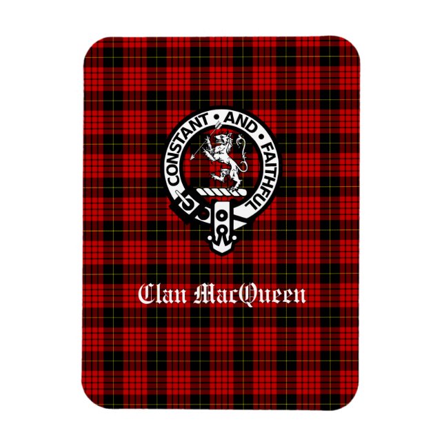 Klan MacQueen Vapensköld Badge & Tartan Magnet (Vertikal)