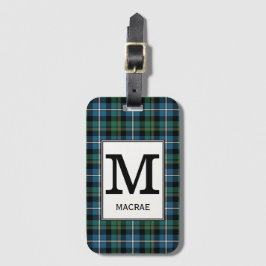 Klan MacRae Hunting Tartan Monogrammed Bagagebricka