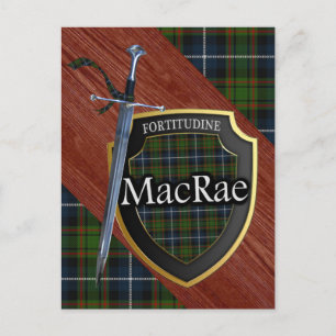 Klan MacRae Tartan Sword & Shield Vykort
