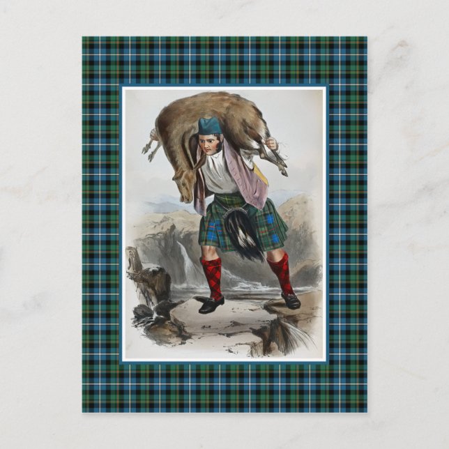 Klan MacRae Vintage Illustration Tartan Ram Vykort (Framsida)