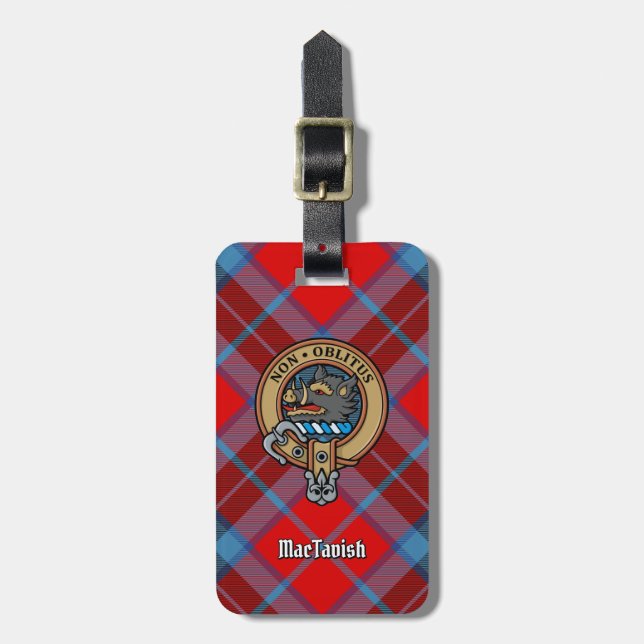 Klan MacTavish-Vapensköld över Tartan Bagagebricka (Vertikal Framsida)