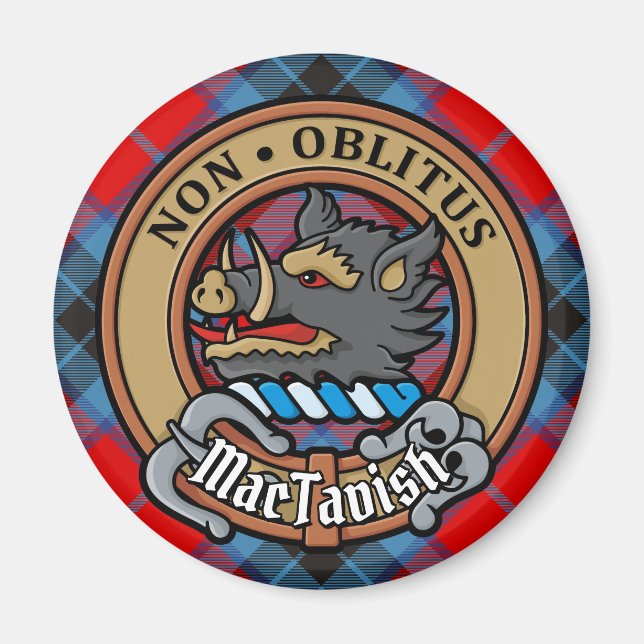 Klan MacTavish-Vapensköld över Tartan Magnet (Framsidan)