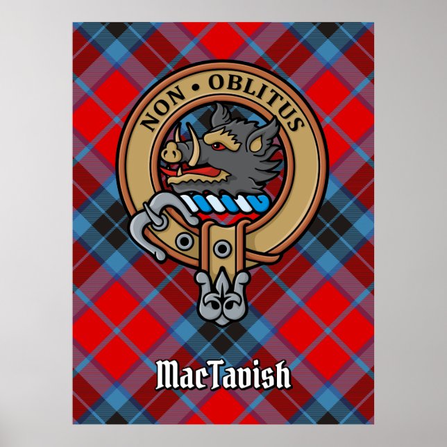 Klan MacTavish-Vapensköld över Tartan Poster (Framsidan)