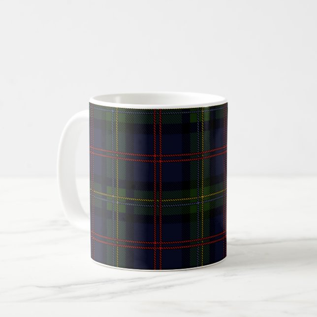 Klan Malcolm Grönt Lila Scottish Check Kaffemugg (Framsida vänster)