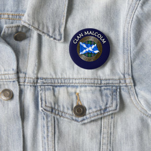 Klan Malcolm Tartan Knot & Flagga Knapp