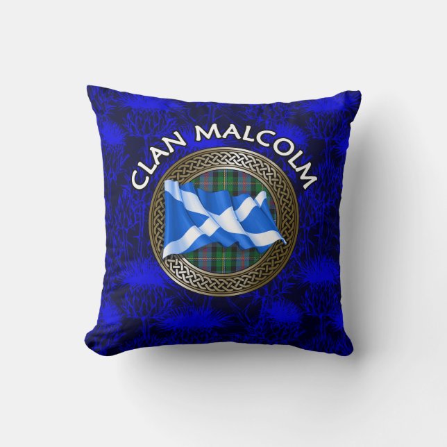 Klan Malcolm Tartan Knot & Flagga Kudde (Framsida)