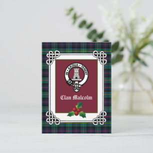 Klan Malcolm Vapensköld Badge & Tartan Helgdag Pos Vykort