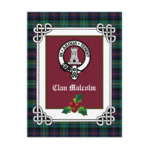 Klan Malcolm Vapensköld Badge & Tartan Helgdag Pos