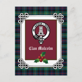 Klan Malcolm Vapensköld Badge & Tartan Helgdag Pos Vykort