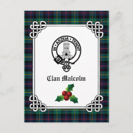 Klan Malcolm Vapensköld Badge & Tartan Helgdag Vykort
