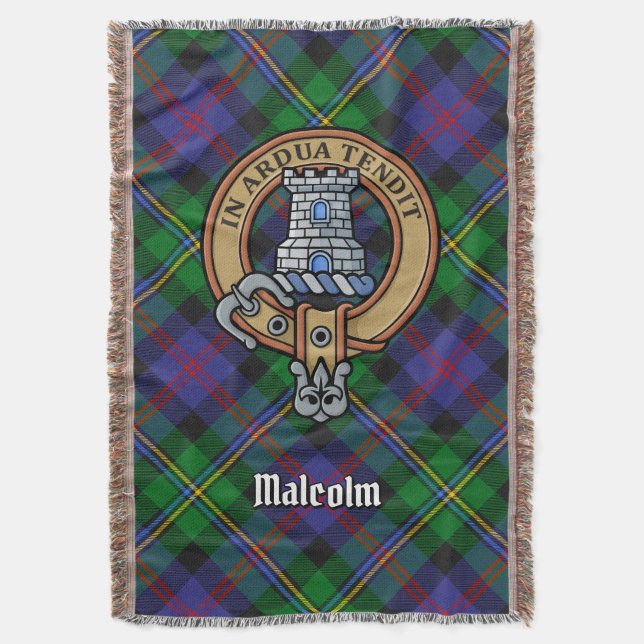 Klan Malcolm vapensköld över tartan Filt (Framsidan Vertikal)