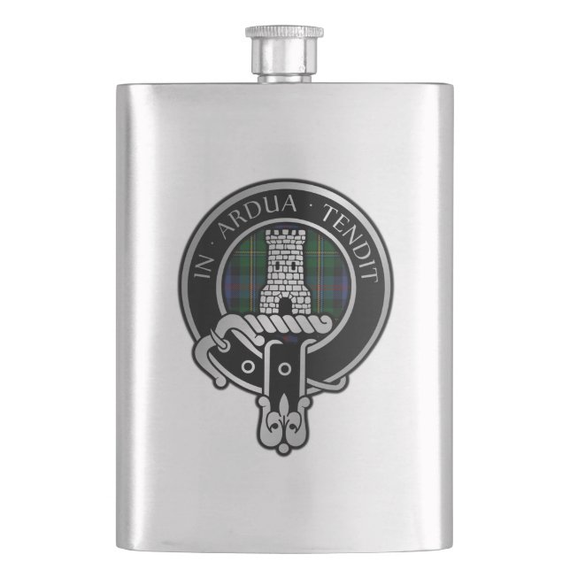 Klan Malcolm Vapensköld & Tartan Flask Fickplunta (Framsidan)