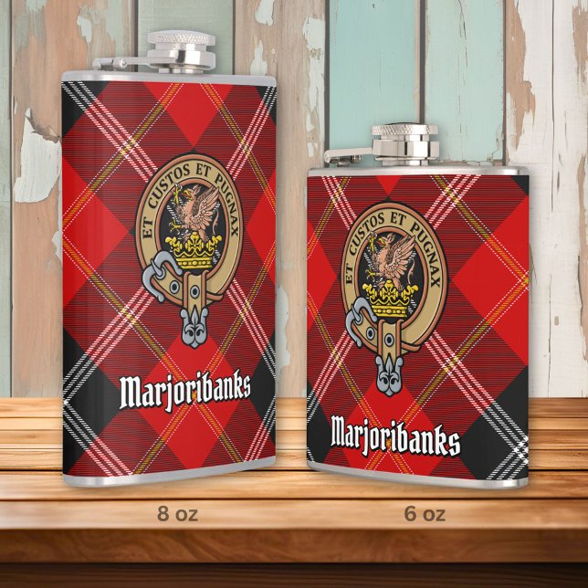 Klan Marjoribanks Vapensköld över Tartan Fickplunta (Skapare uppladdad)
