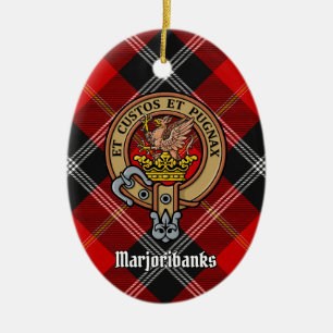 Klan Marjoribanks Vapensköld över Tartan Julgransprydnad Keramik