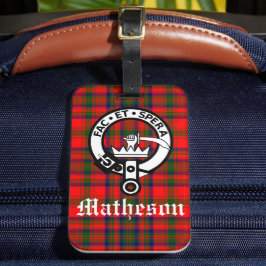 Klan Matheson Vapensköld Badge och Tartan Bagagebricka