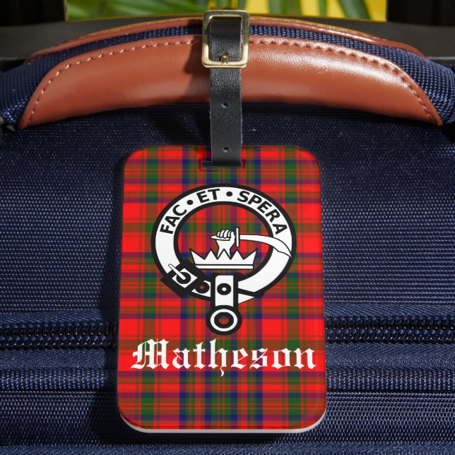 Klan Matheson Vapensköld Badge och Tartan Bagagebricka (Framsida Insitu 2)