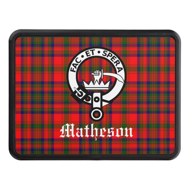 Klan Matheson Vapensköld Badge och Tartan Dragkroksskydd (Framsidan)