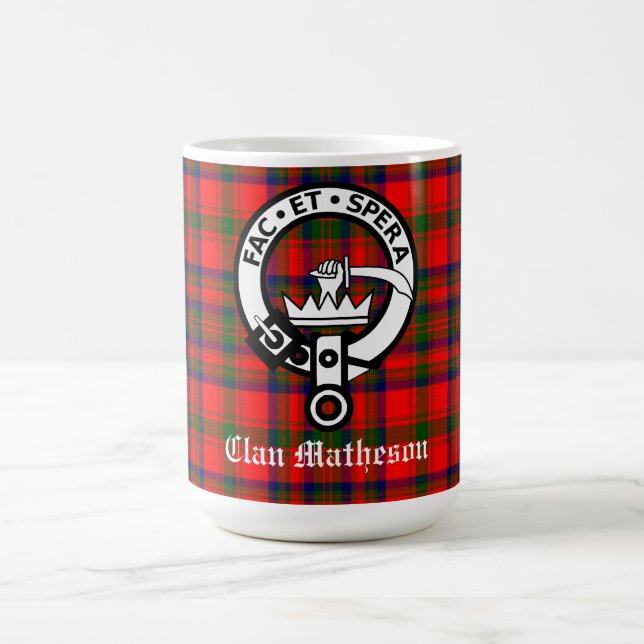 Klan Matheson Vapensköld Badge och Tartan Kaffemugg (Center)