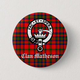 Klan Matheson Vapensköld Badge och Tartan Knapp