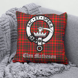 Klan Matheson Vapensköld Badge och Tartan Kudde