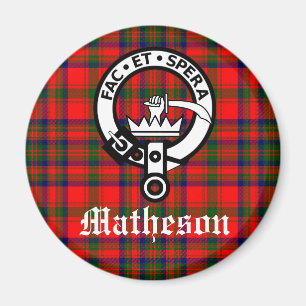 Klan Matheson Vapensköld Badge och Tartan Magnet