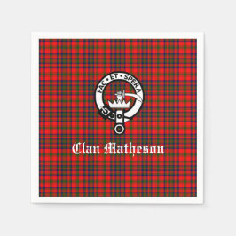 Klan Matheson Vapensköld Badge och Tartan Pappersservett