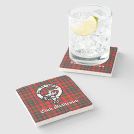 Klan Matheson Vapensköld Badge och Tartan Stenunderlägg