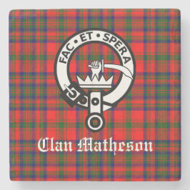 Klan Matheson Vapensköld Badge och Tartan Stenunderlägg