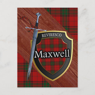 Klan Maxwell Tartan Sword & Shield Vykort