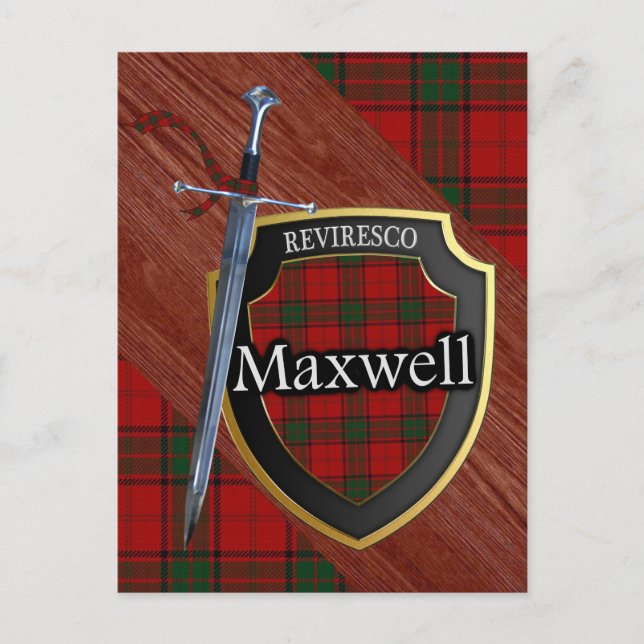Klan Maxwell Tartan Sword & Shield Vykort (Framsida)