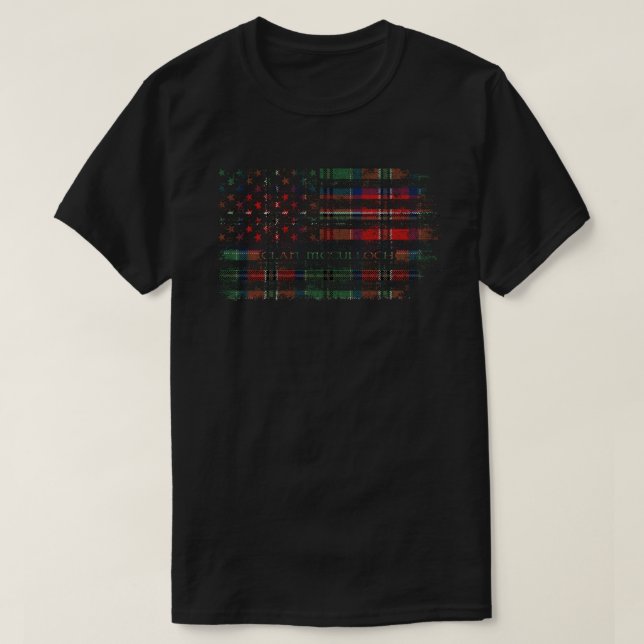 Klan McCulloch Scottish tartan US flagga kilt Scot T Shirt (Design framsida)