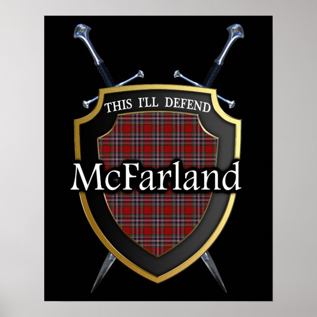 Klan McFarland Tartan Scottish Shield & Swords Poster (Framsidan)