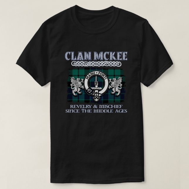 Klan McKee vapensköld Scottish klans Scottish Surn T Shirt (Design framsida)